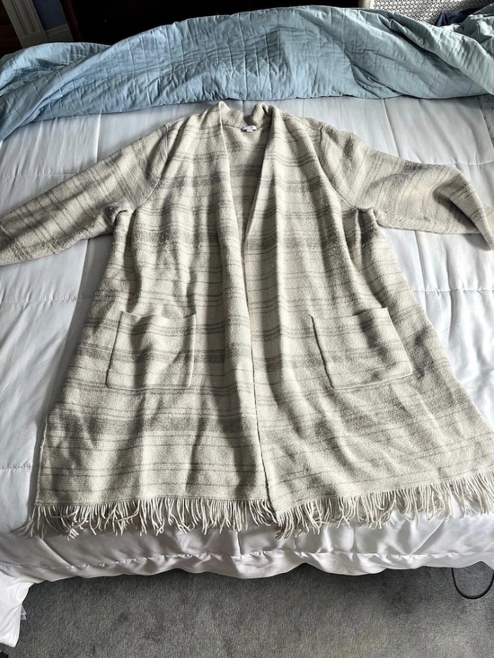J Jill Fringe Cardigan in Beige Size 4x NWT